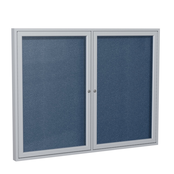 Ghent Enclosed Bulletin Board, 2 Door, Vinyl, 3 ft H x 5 ft W, Navy PA23660VX-195 - main